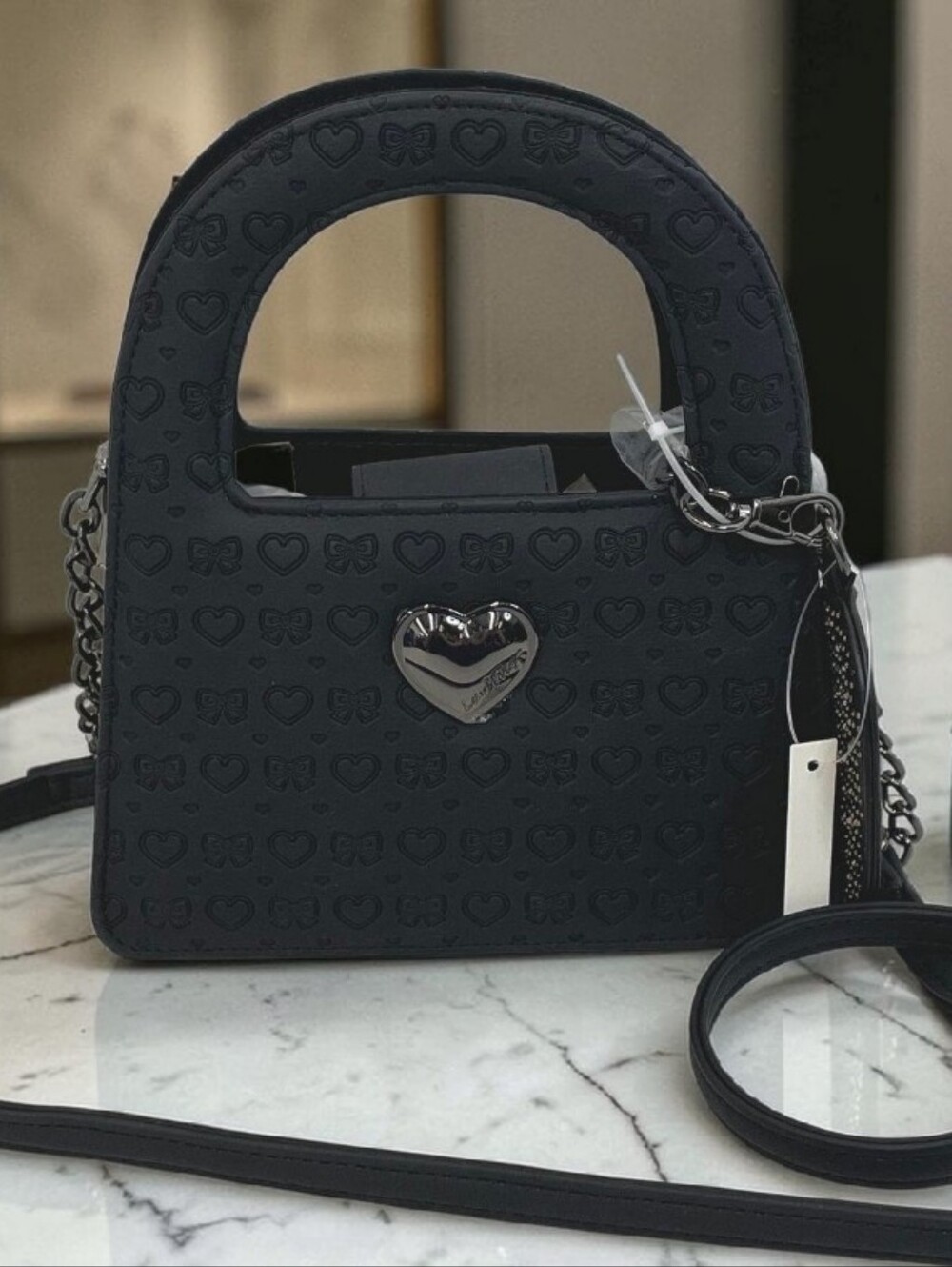 Betsey Johnson Embossed Heart Mini Bag